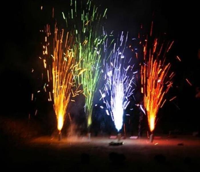 Various colored ground fireworks