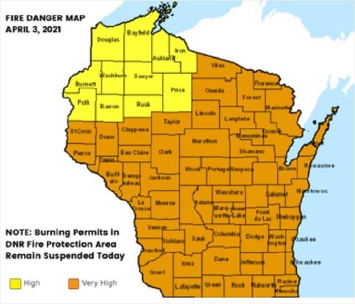 Fire Danger Map of Wisconsin