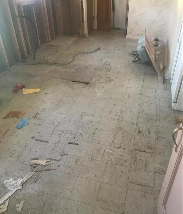 Asbestos containing tile floor