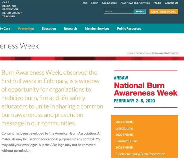 Website Screenshot Of Burn Awareness Week